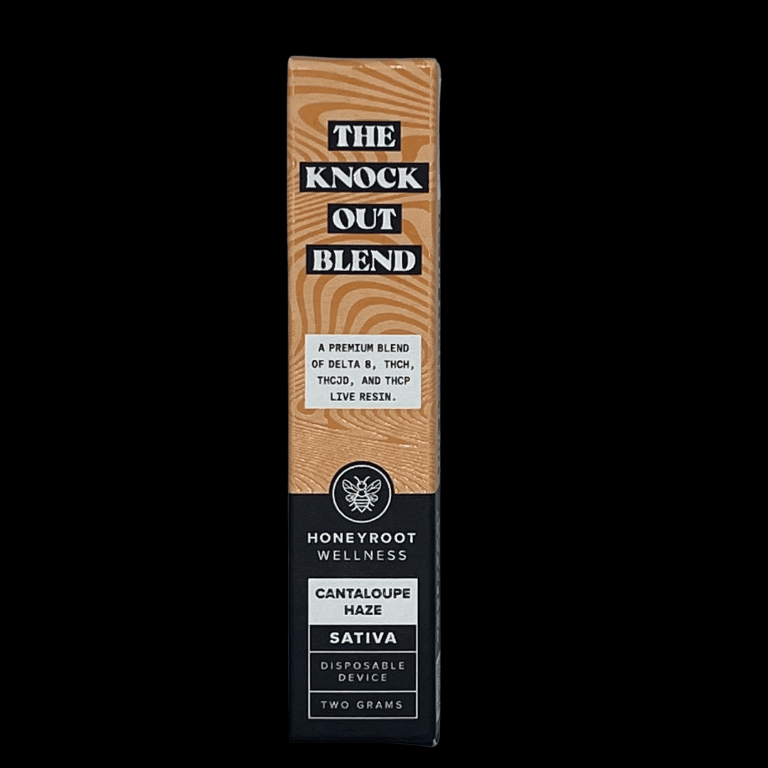 HONEYROOT Knockout Blend Cantaloupe Haze Disposable Sativa | MyTHCBuddy.com Honeyroot Knockout Blend Cantelope Haze